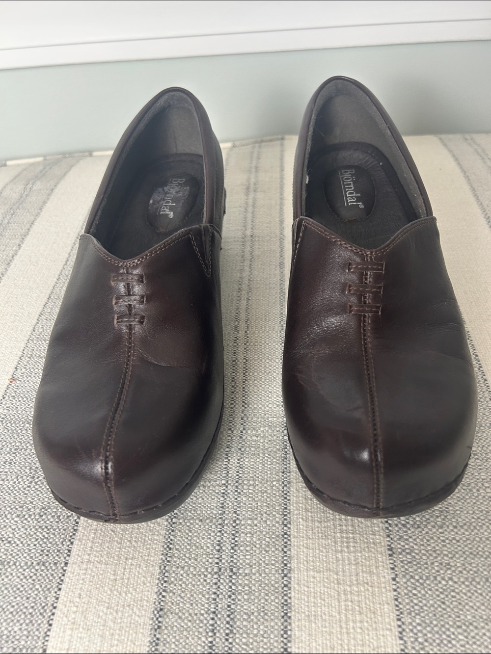 Bjorndal Dark Brown Leather Slip-On Clogs